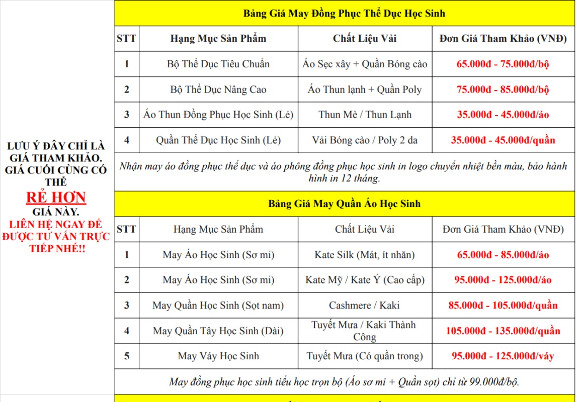 xưởng may đồng phục học sinh quận 12