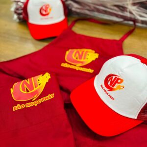 Combo nón và tạp dề cho công ty thực phẩm