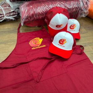 Combo nón và tạp dề cho công ty thực phẩm